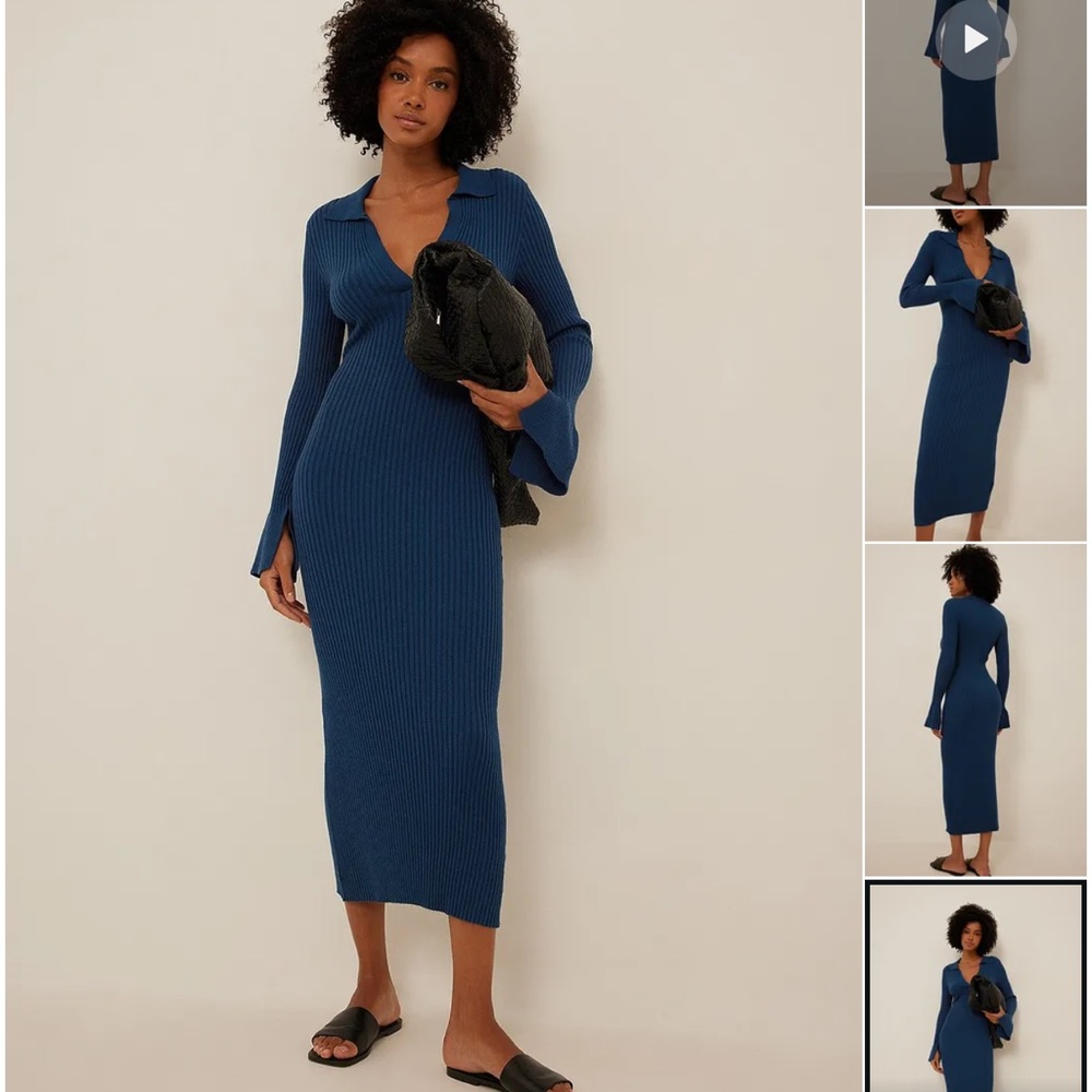 Rib Knitted Long Sleeve Maxi Dress- NA-KD brand